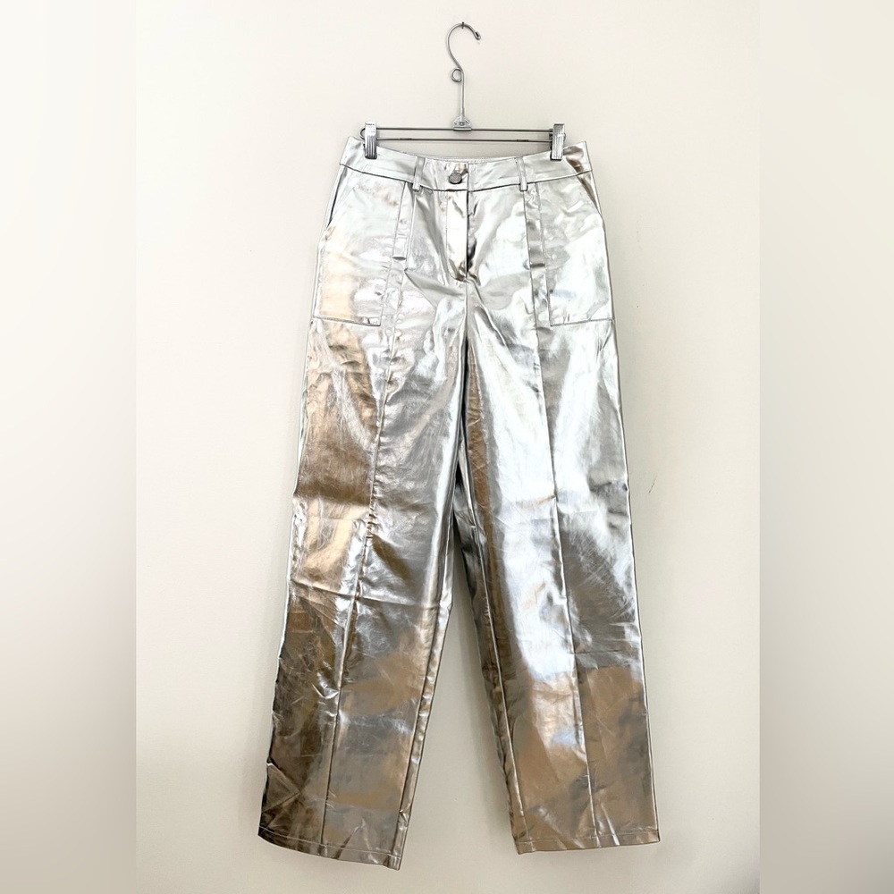 4TH and RECKLESS Silver metallic pants 4
